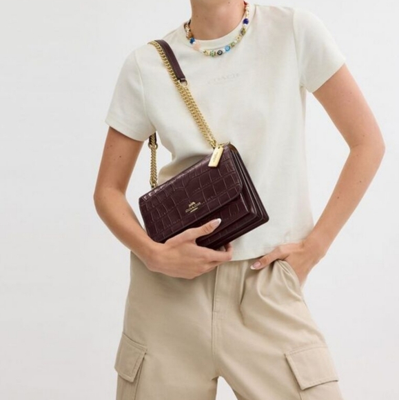 New! Coach Klare Crossbody Bag in Gold/Merlot Style No. CC840 - Picture 5 of 6